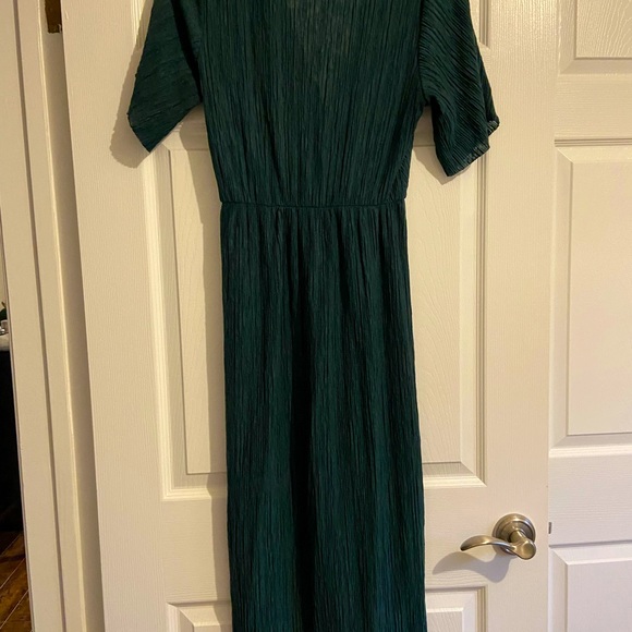 Long faux wrap dress. Deep v neckline, high front slit. - Picture 2 of 4